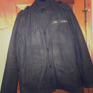 Black zip/button winter coat
